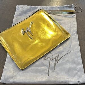 Gold Metallic Clutch by Giuseppe Zanotti